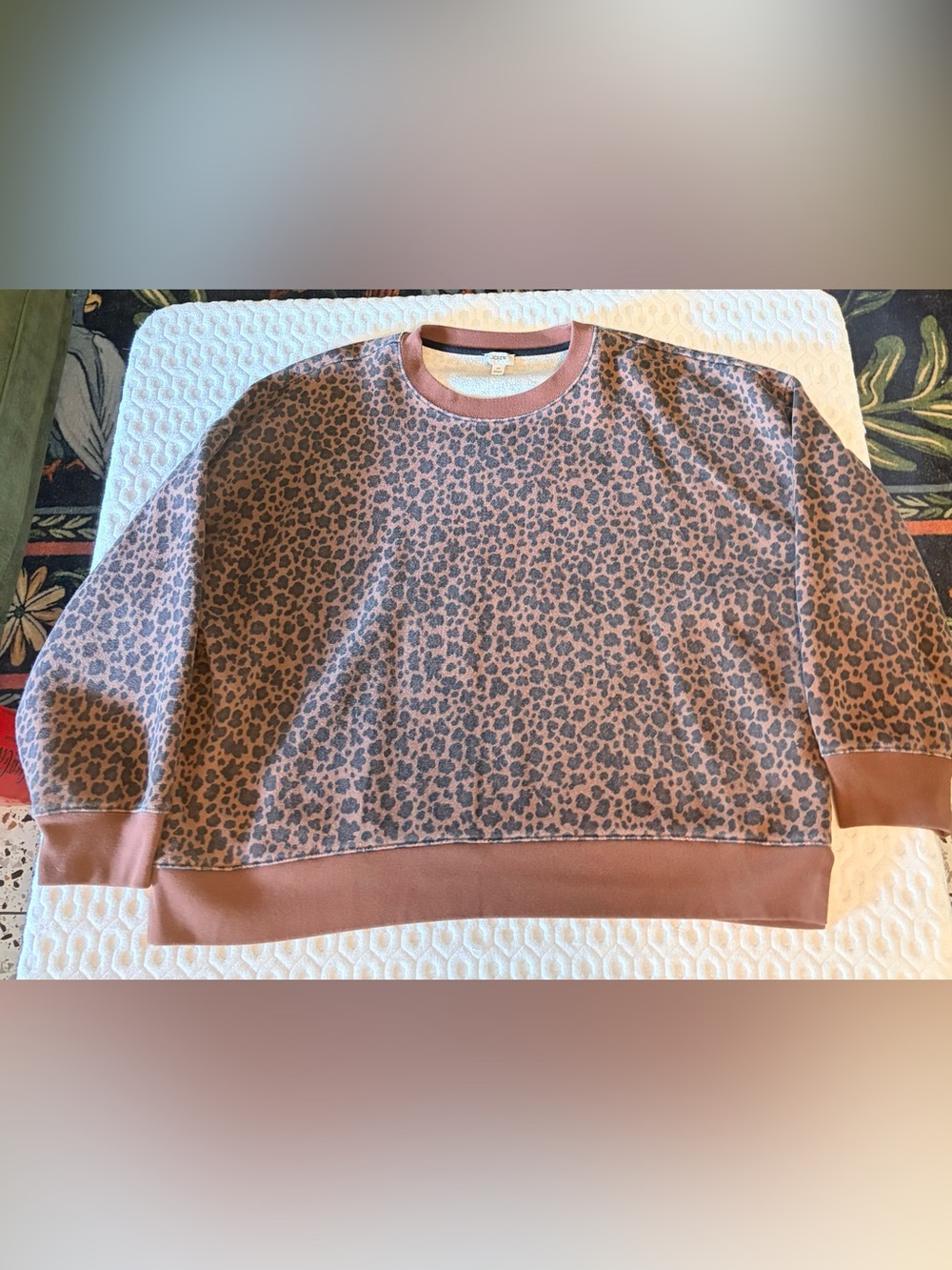 J. Crew Brown Leopard Print Crewneck Sweater